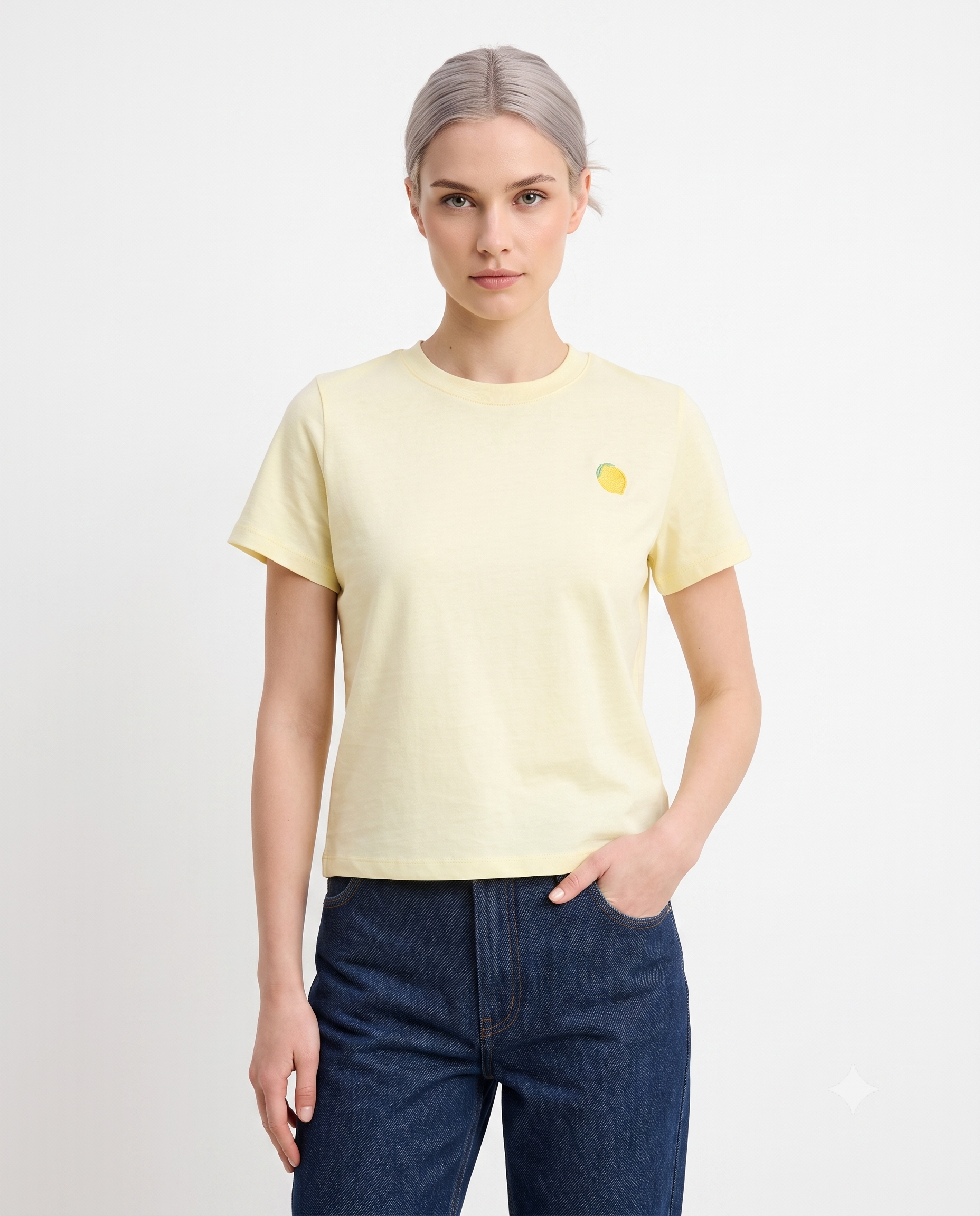 Regular/Normal Kalıp Kısa Kollu Nakışlı Tok %100 Pamuk Örme T-shirt