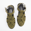 Olive Süet Düz Taban Sandalet