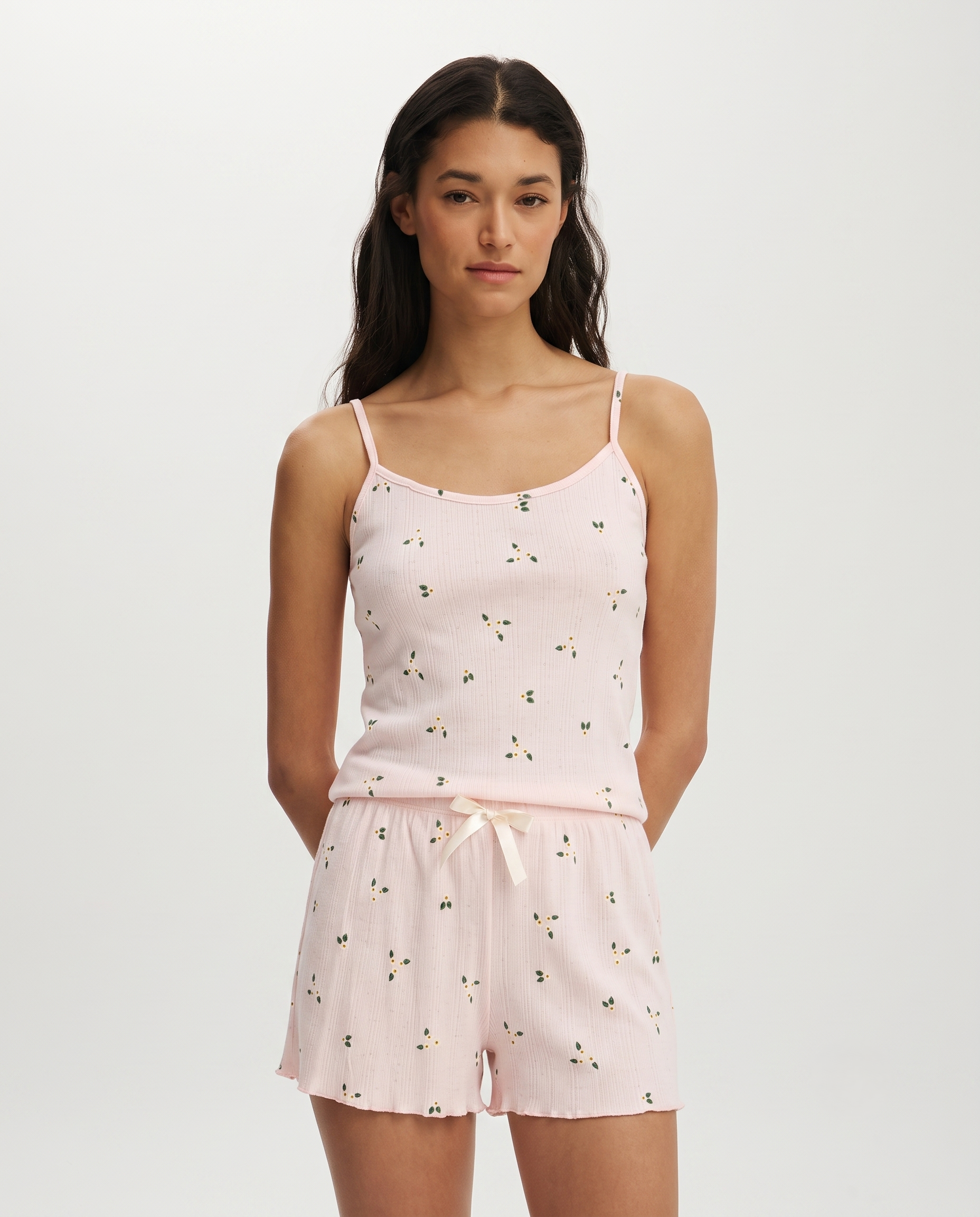 %100 Pamuklu Çiçekli Pijama Takımı