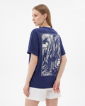 Sırt ve Ön Baskılı Oversize/Rahat Kesim Örme T-Shirt
