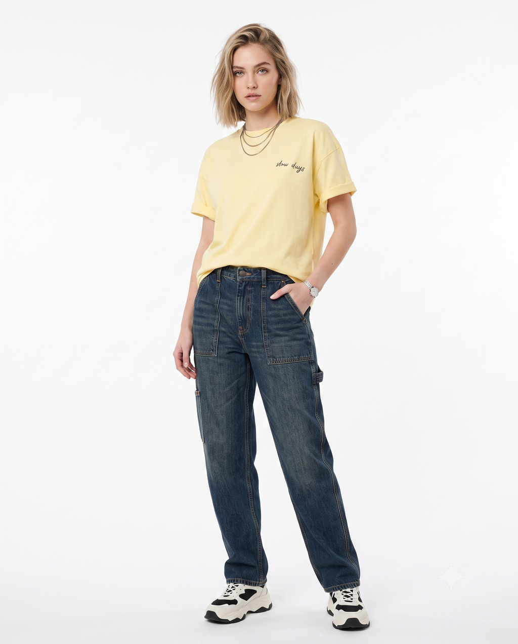 Slogan Oversize/Geniş Kalıp Sırt Baskılı Uzun Tok %100 Pamuk Örme T-Shirt