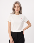 Regular/Normal Kalıp Kısa Kollu Nakışlı Tok %100 Pamuk Örme T-shirt