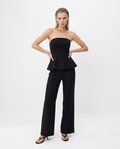 Peplum Kolsuz Geniş Paça Soft Touch Örme Alt-Üst Takım