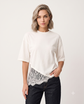 Regular/Normal Kalıp Dantel Detaylı Kısa Kollu Örme T-Shirt