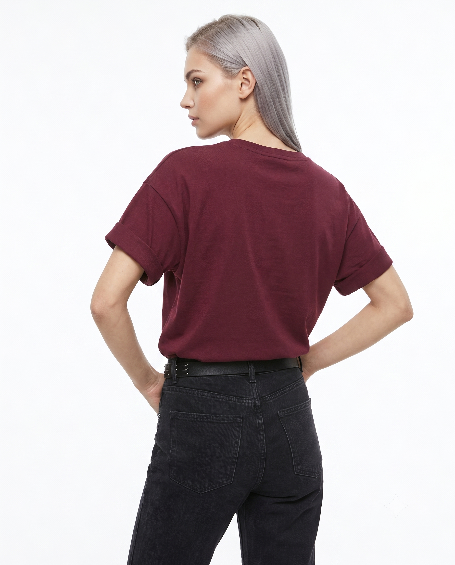 %100 Kalın Pamuklu Oversize/Geniş Pach Nakışlı Örme T-Shirt