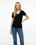 %100 Pamuk Basic V Yaka Örme T-Shirt