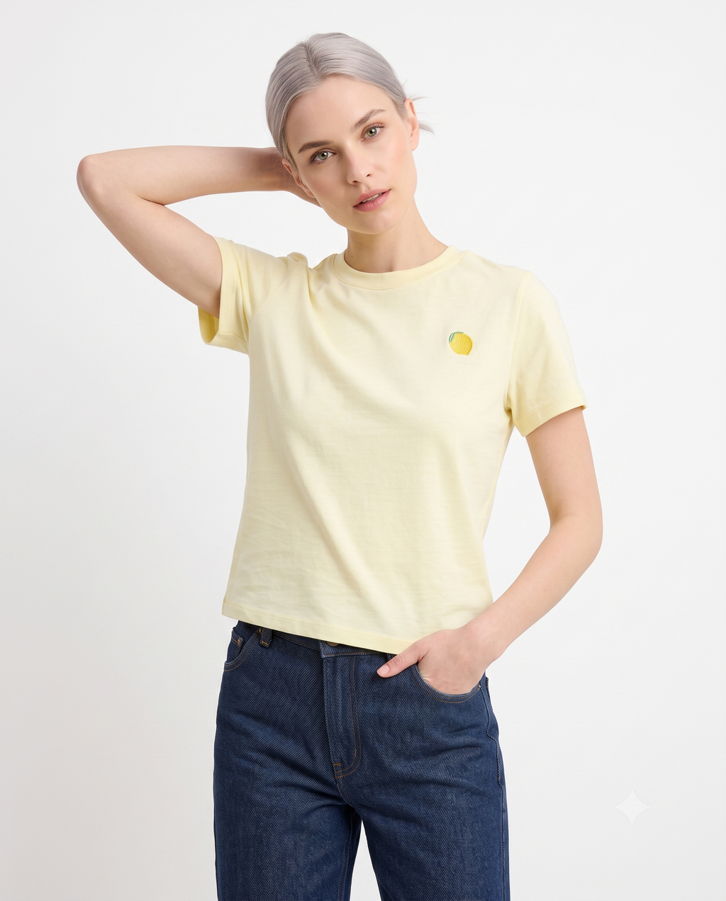 Regular/Normal Kalıp Kısa Kollu Nakışlı Tok %100 Pamuk Örme T-shirt