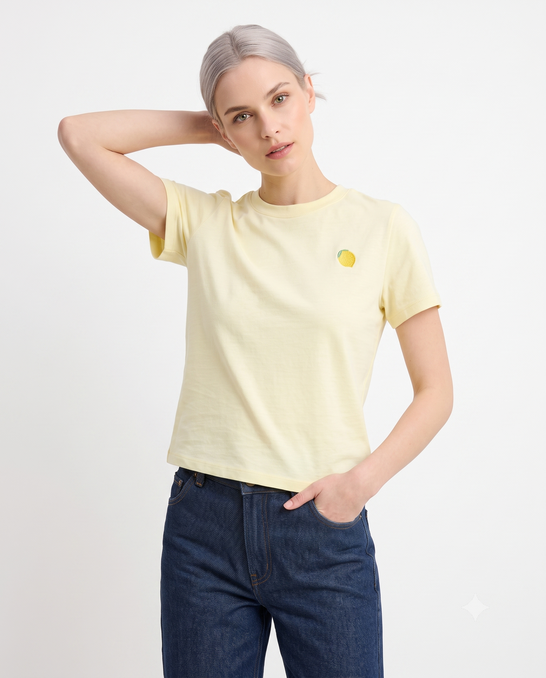 Regular/Normal Kalıp Kısa Kollu Nakışlı Tok %100 Pamuk Örme T-shirt