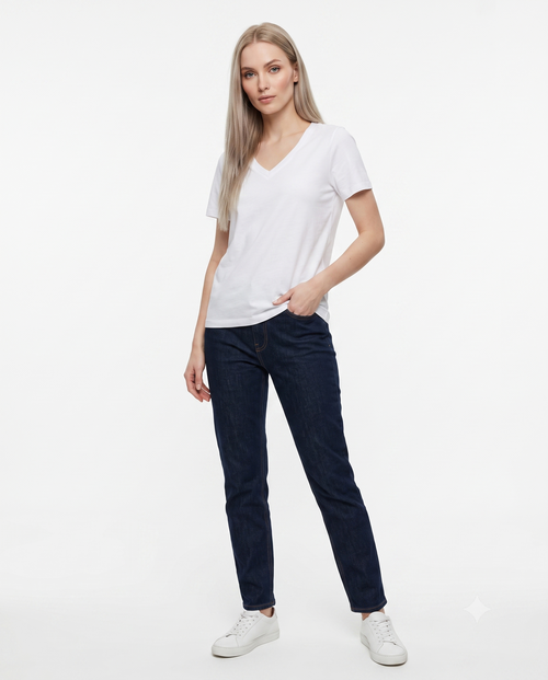 %100 Pamuk Basic V Yaka Örme T-Shirt