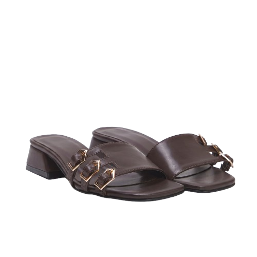 Brown Luxe Tokalı Topuklu