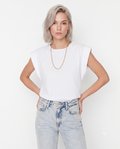 Vatka Görünümlü Basic Bisiklet Yaka Örme T-Shirt