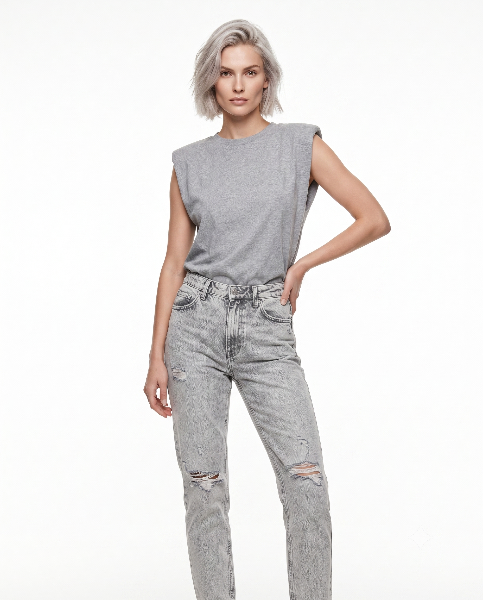 Vatka Görünümlü Basic Bisiklet Yaka Örme T-Shirt
