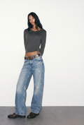 Mavi  Yüksek Bel Wide Leg Jeans