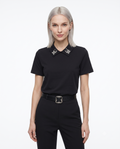 Pamuklu Polo Yaka Taş Detaylı Regular/Normal Kalıp Örme T-Shirt