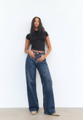 Paçası Kesikli Geniş Paça Wide Leg Jeans