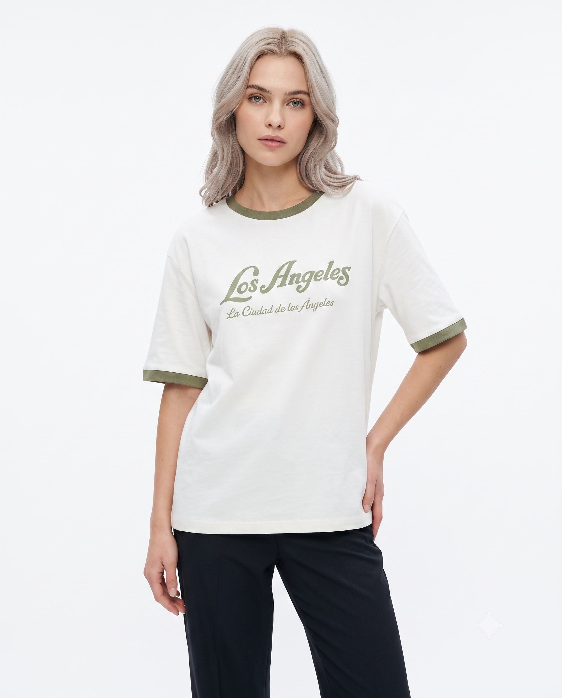 Slogan Oversize/Geniş Kalıp Düşük Kol Kısa Kollu %100 Pamuk Örme T-Shirt